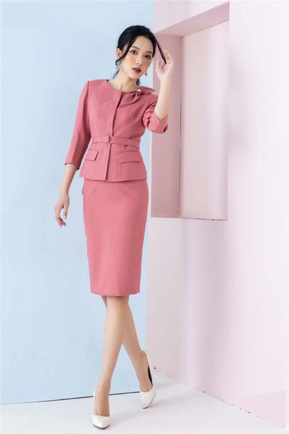 Đầm Công Sở giả vest cài nơ eo – Lazaxy Fashion